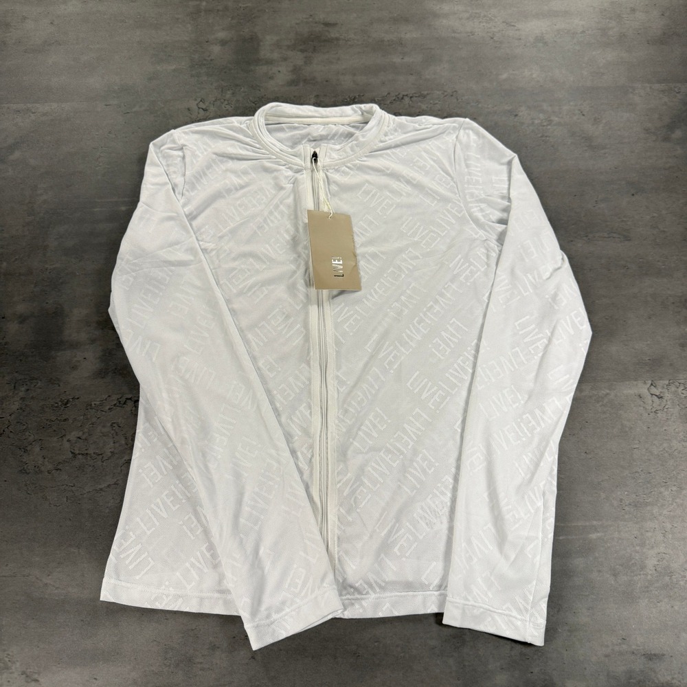 LIVE! Jacket Womens L Mesh Jacquard White Full Zip Quick Dry Training Sheer